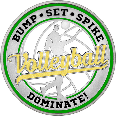 Gold "Volleyball" with Green Outer Circular Borders
